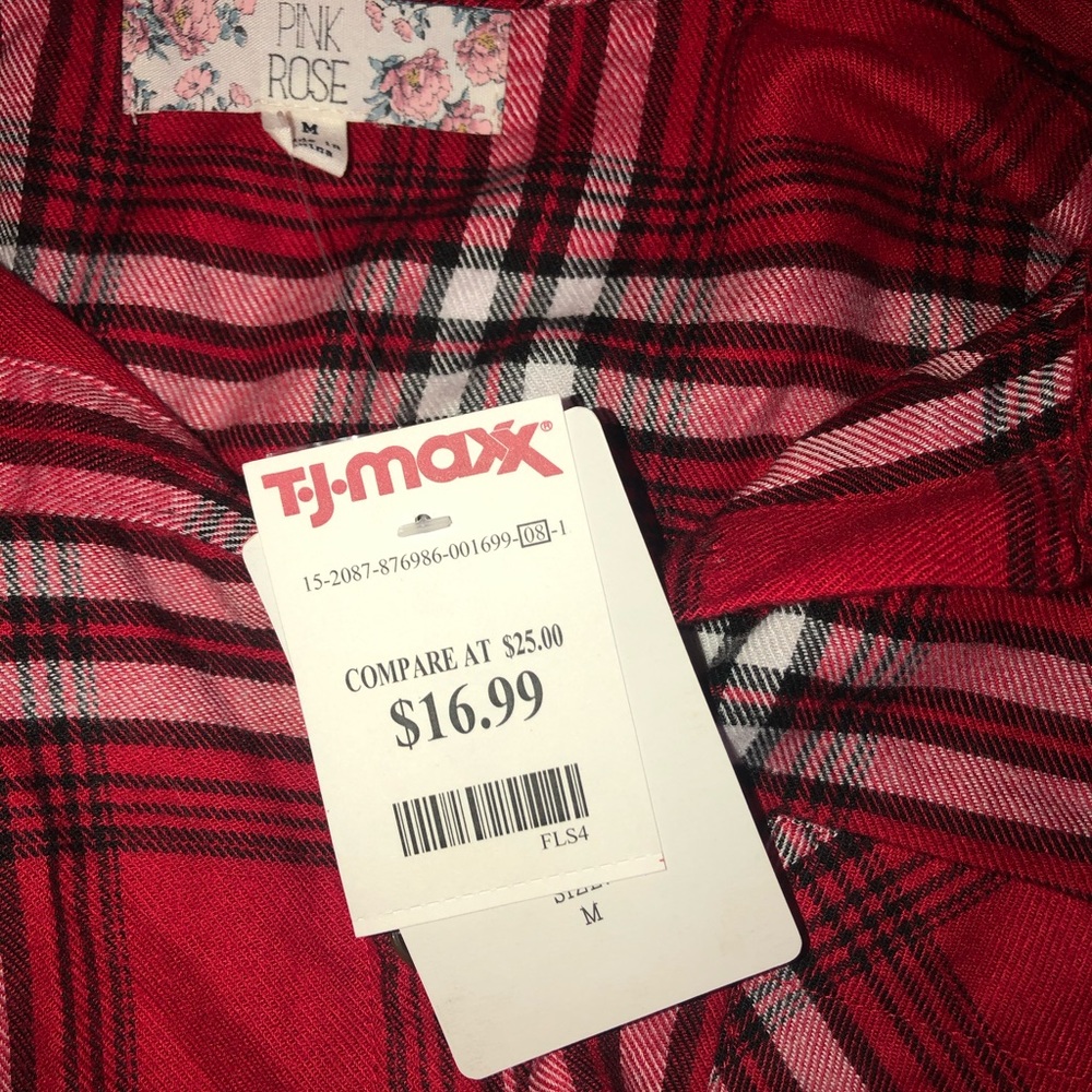 Pink Rose Tie Flannel